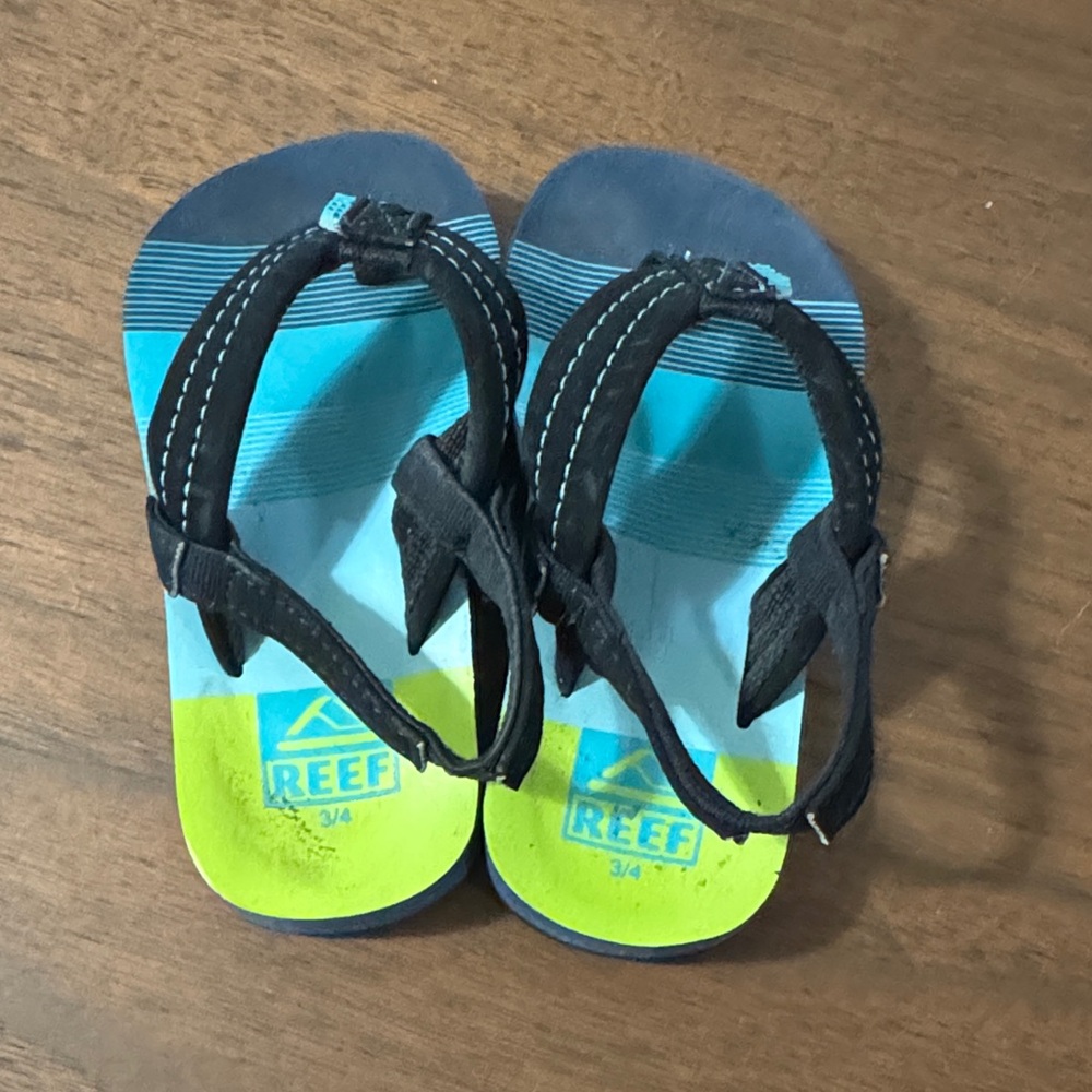 Reef Kids Sandals - Blue and Yellow 3/4 Toddler/Baby